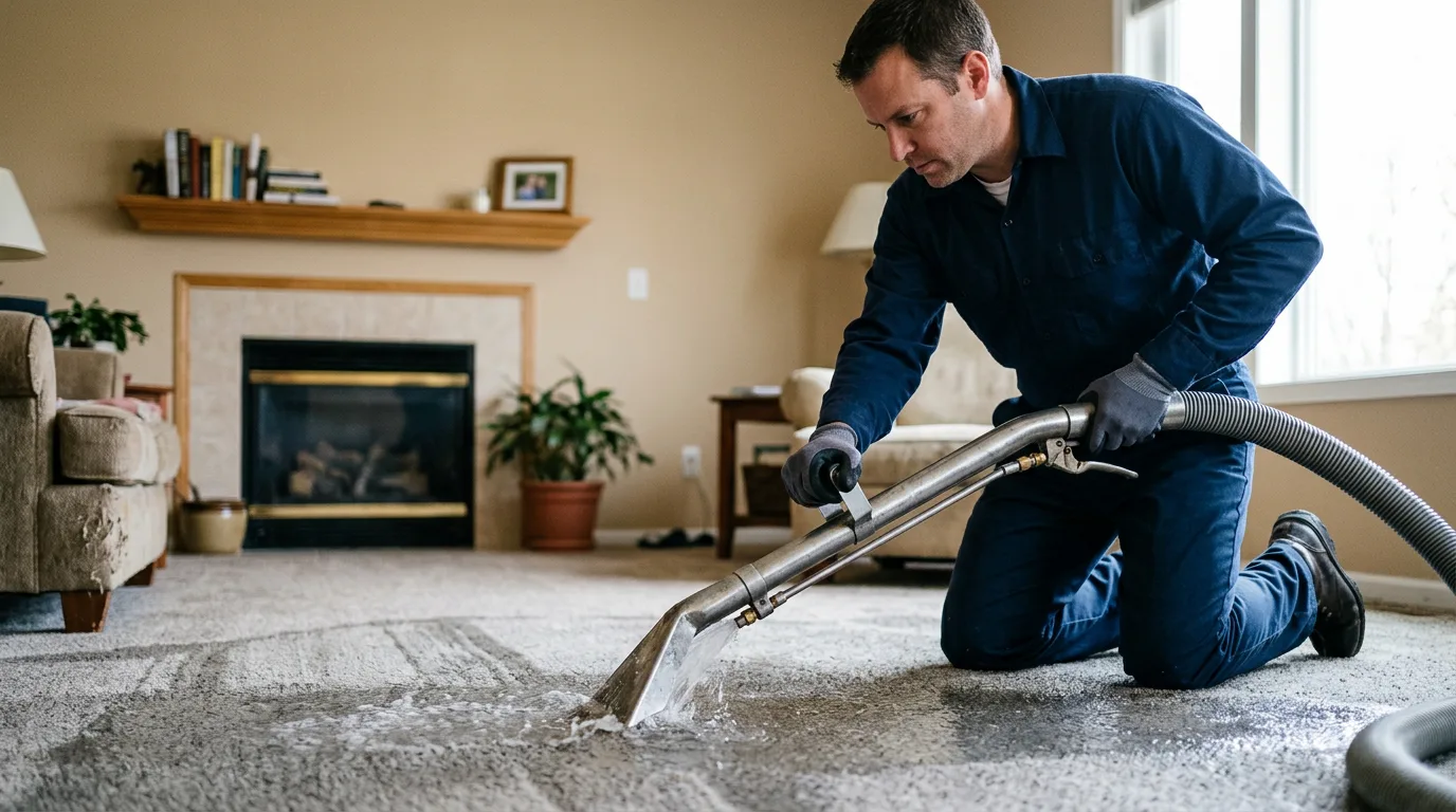 Water damage restoration technician working near Halls, TN